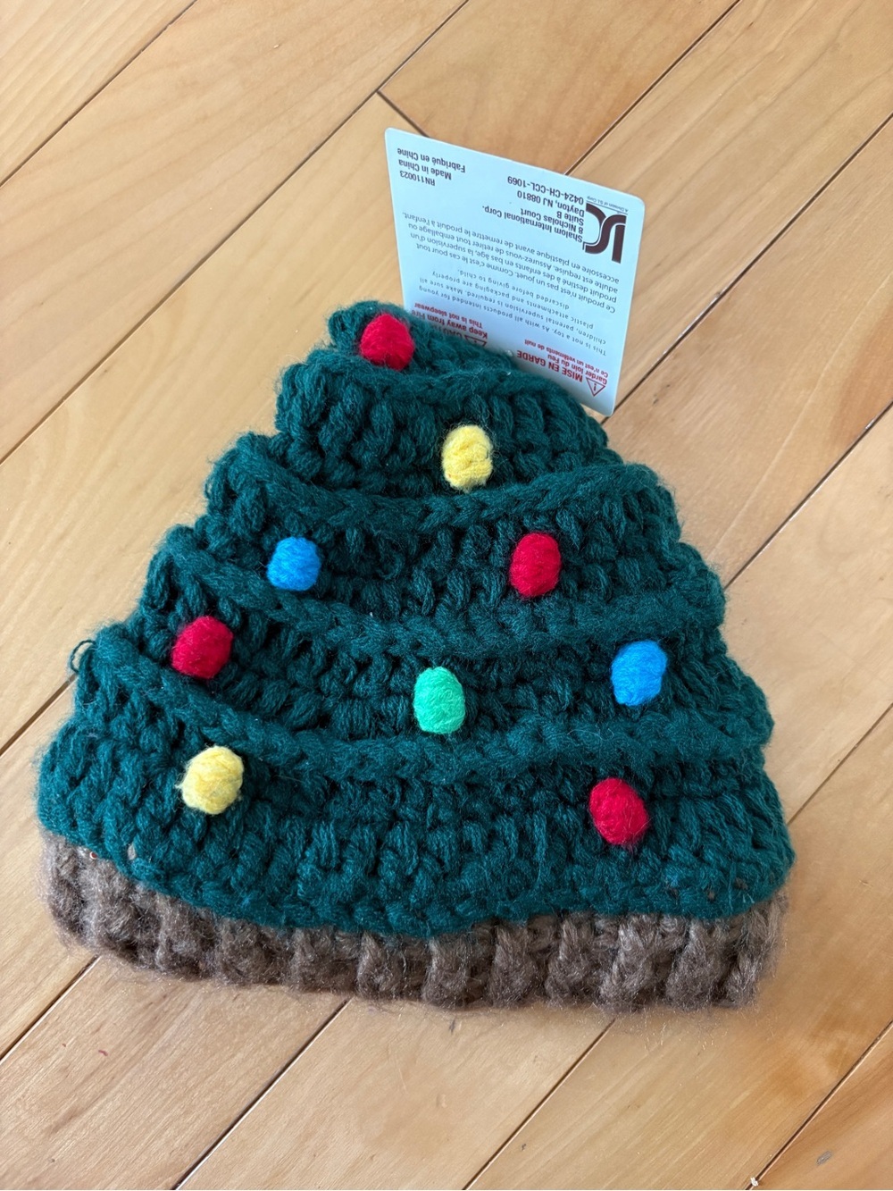 Christmas knit hat toque Xmas Tree with pom poms NWT baby newborn 0-12m